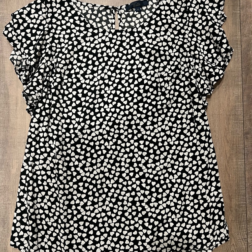 RACHEL Rachel Roy Black and White Flutter Sleeve Blouse Size XL